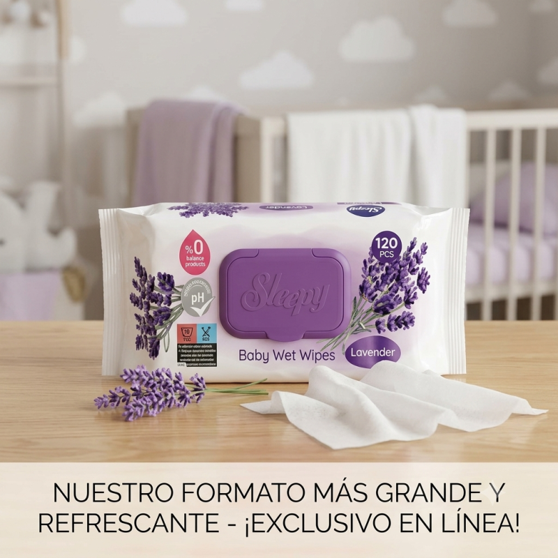 Toallitas Húmedas New Sleepy – Lavanda (120 piezas)