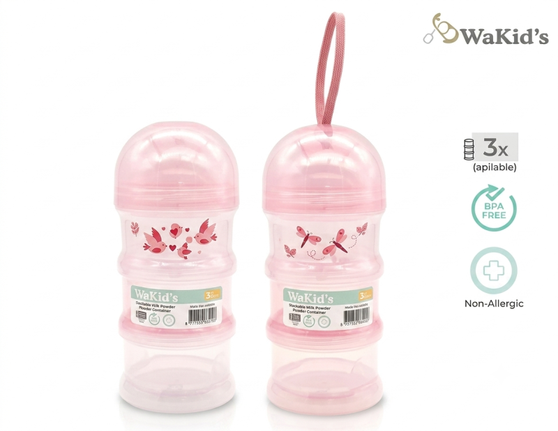 Porta Leche Apilable de 3 Capas – Wakid's (Rosa)