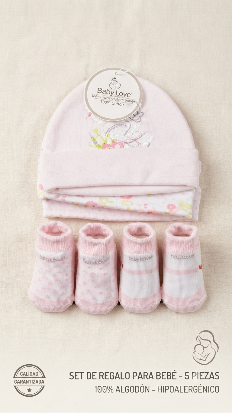 SET DE 3 GORRITOS Y 2 MEDIAS NIÑA
