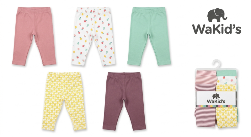 Set de Pantalones para Bebé WaKid's (Paquete de 5 Piezas, Talla 6 Meses)