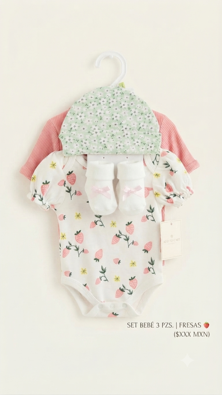 SET 3 PCS PARA BEBE NIÑA
