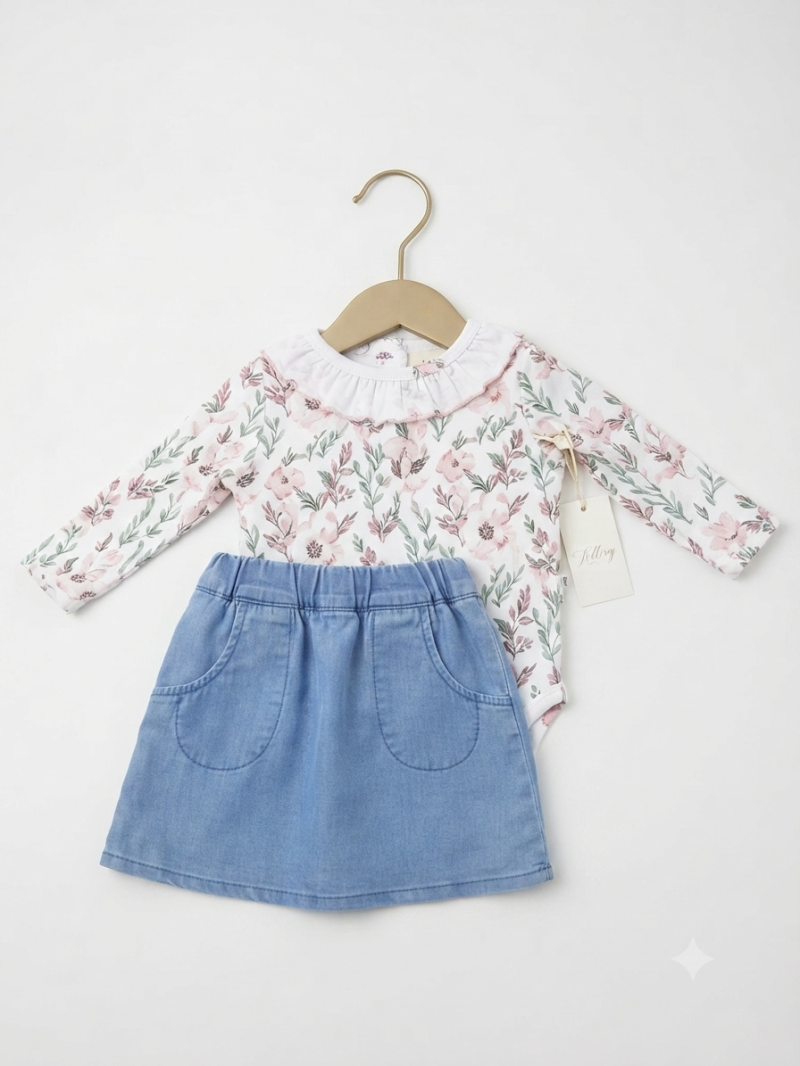 SET BLUSA- SHORT + BODY P/BEBE